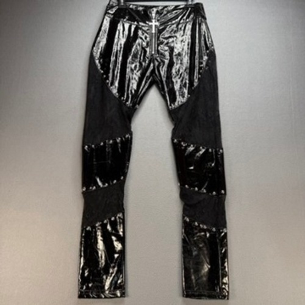 Killstar Pants Womens Medium Black We Are‎ The Weirdos Goth Punk Studded PU Mesh